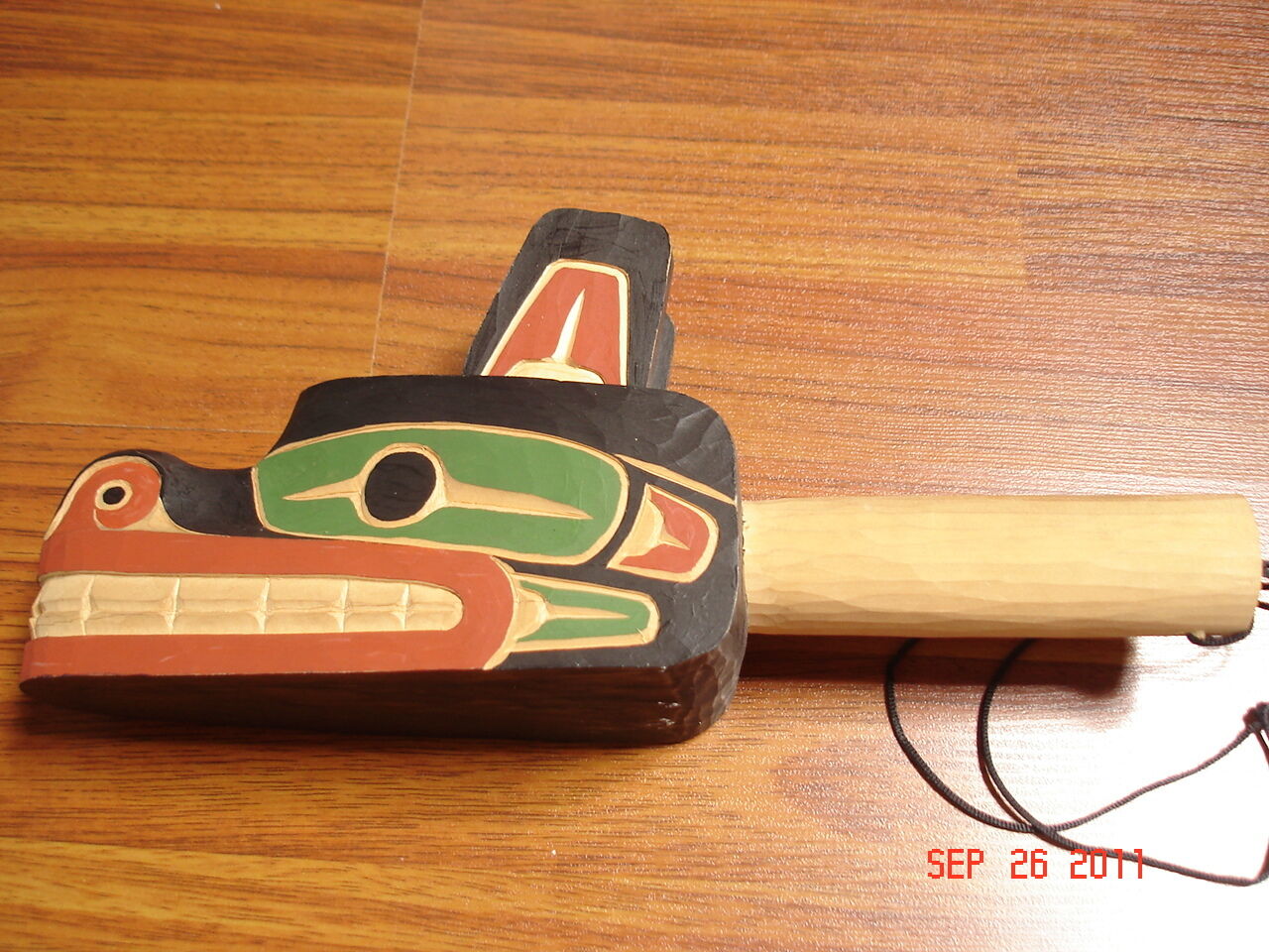 "bear Rattle" Authentic Northwest Coast Hand Carved Richard Baker Squamish Band